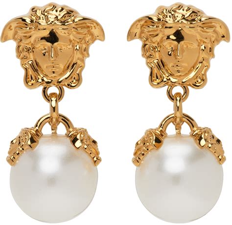 versace rose gold earrings|pearl earrings with gold surround.